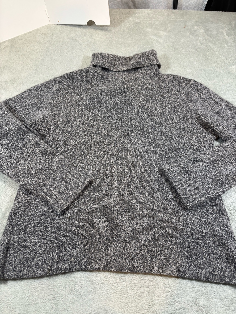 Vintage SKYR Marled Grey Wool Angora Blend Turtleneck Sweater - Large